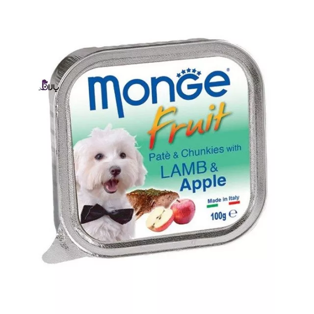 خوراک سگ مونژه حاوی گوشت بره و سیب (100 گرم)