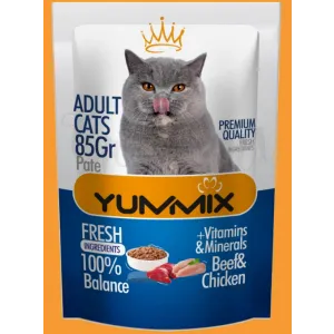 پوچ گربه بالغ یامیکس مرغ و گوشت